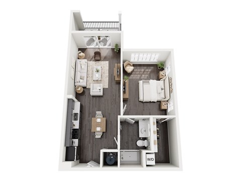 Floor plan for 1 bed, 1 bath, 787 sqft